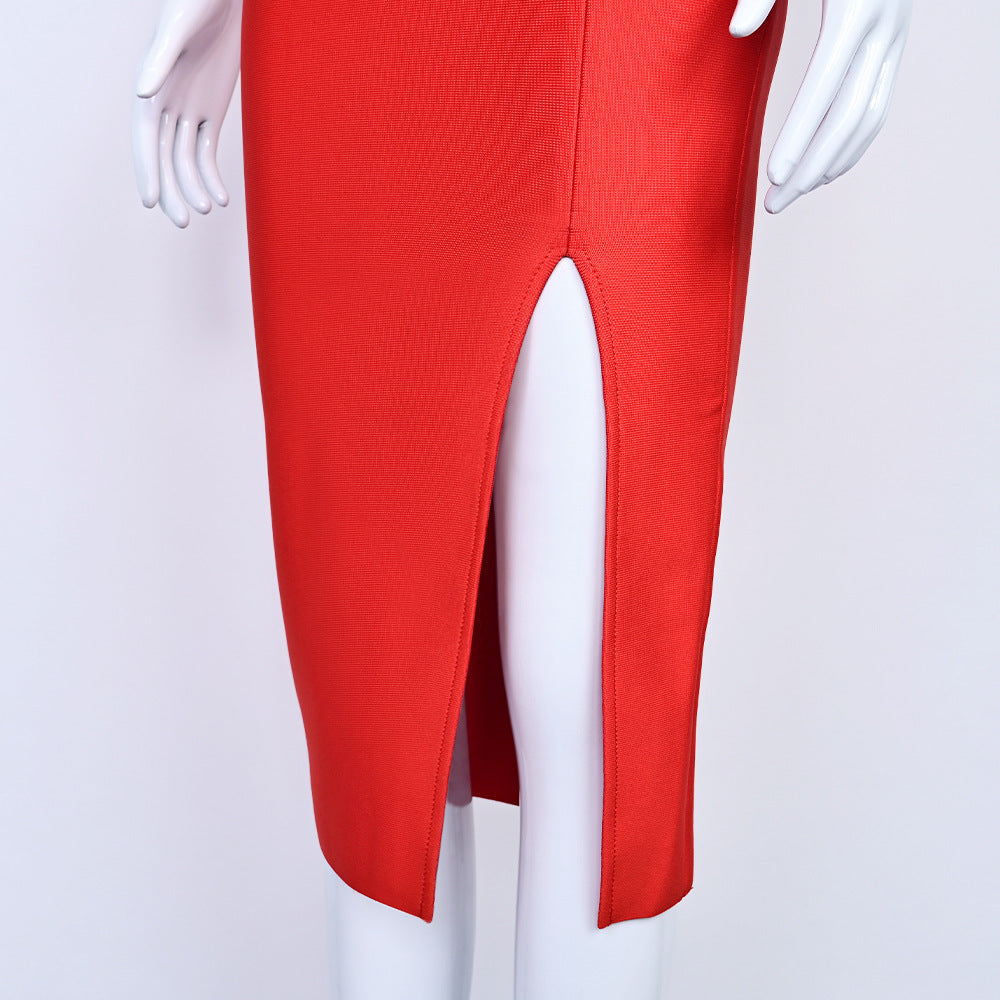 Red Bandage Tight Elastic Dress