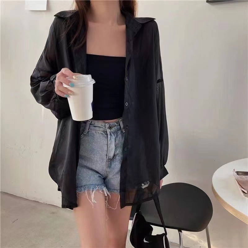 Women Pearl Yarn Thin Long-sleeved Jacket