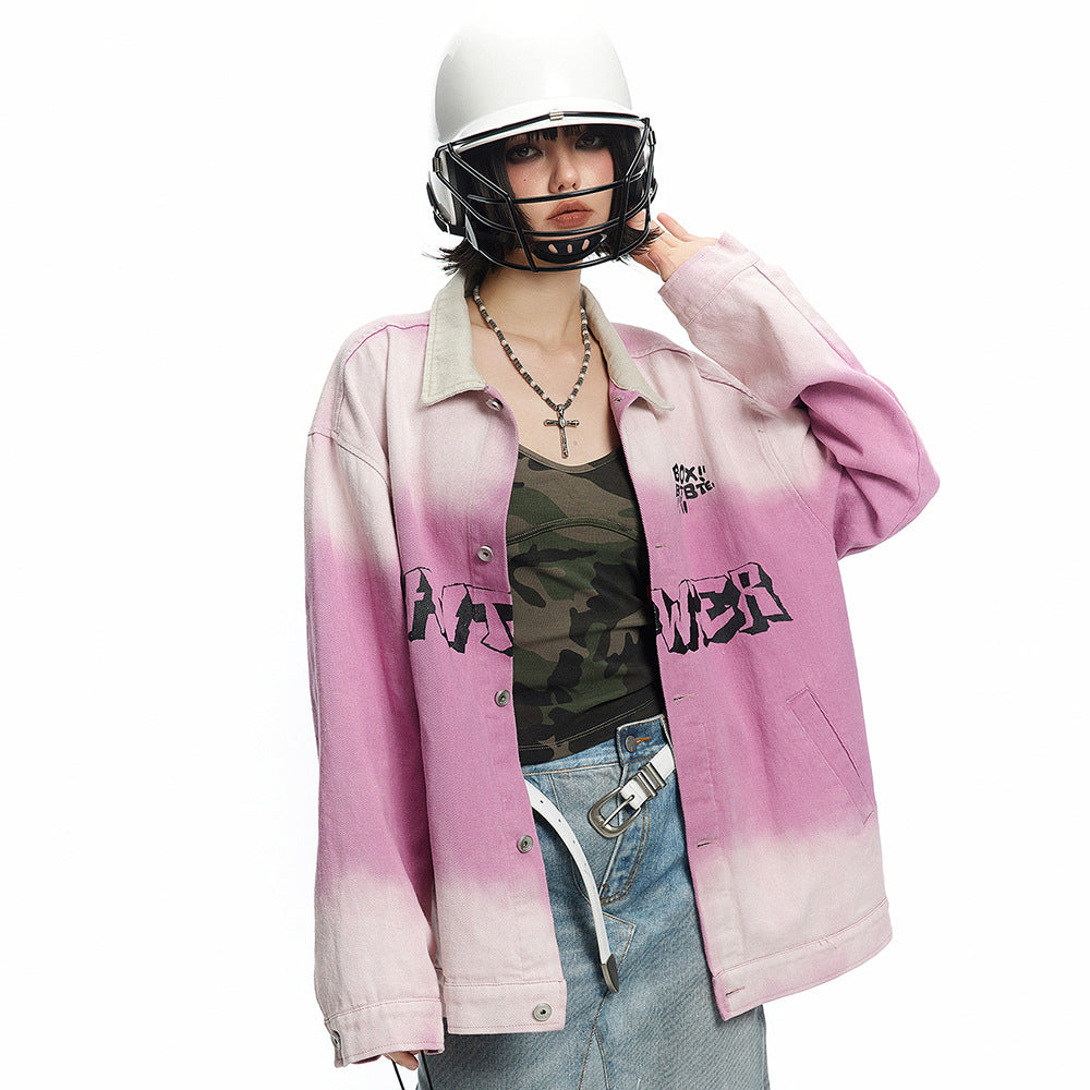 Tie-dyed Gradient Denim Clothing Loose Jacket