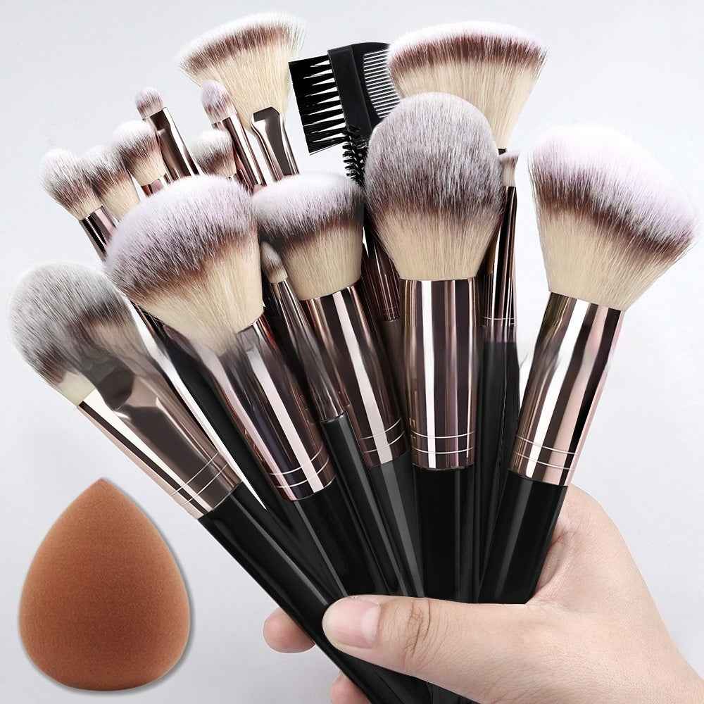 Black Makeup Brush Set Foundation Eyeshadow Highlight