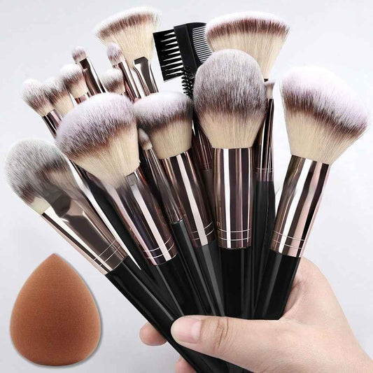 Black Makeup Brush Set Foundation Eyeshadow Highlight
