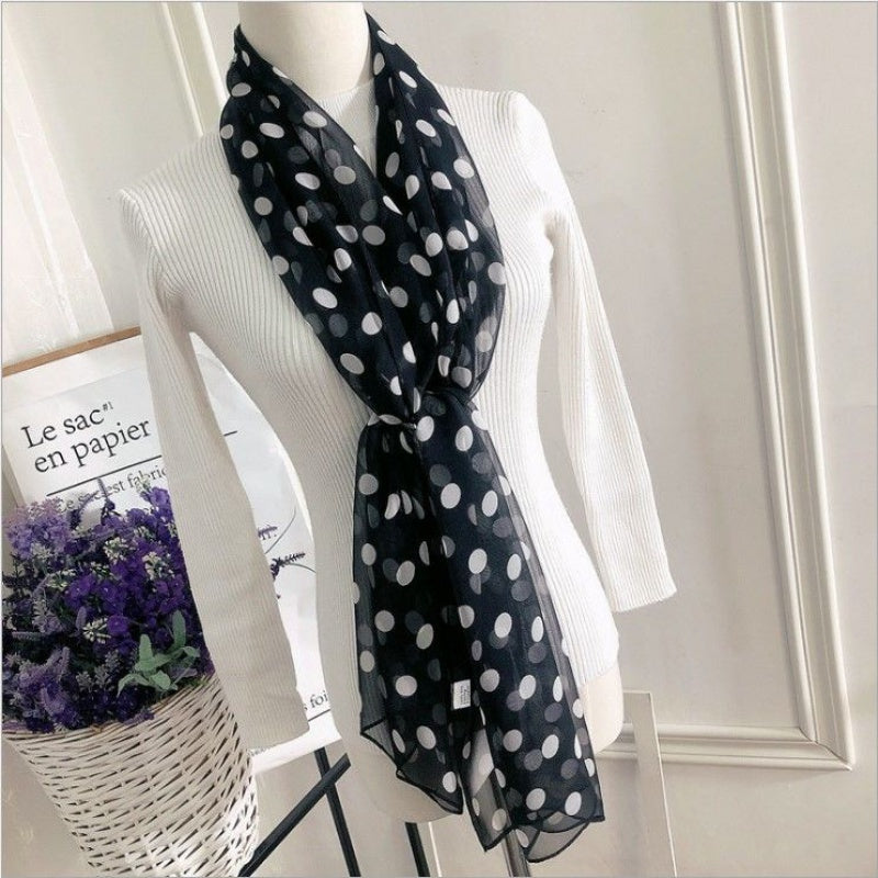 Fashion Women's Long Polka Dot Gauze Shawl