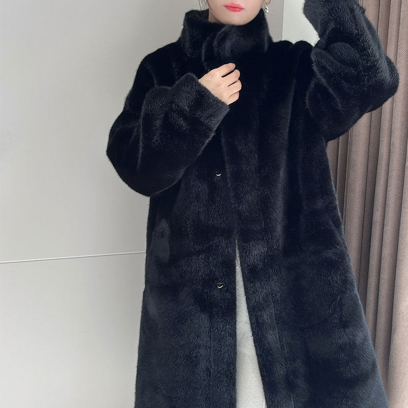 Women Plush Mink Faux Fur Coat