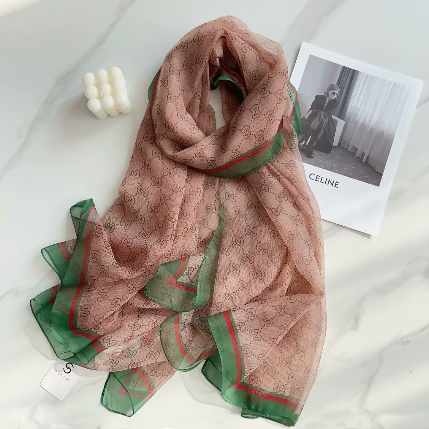 Peony Silk Scarf Women's Long Sun Protection