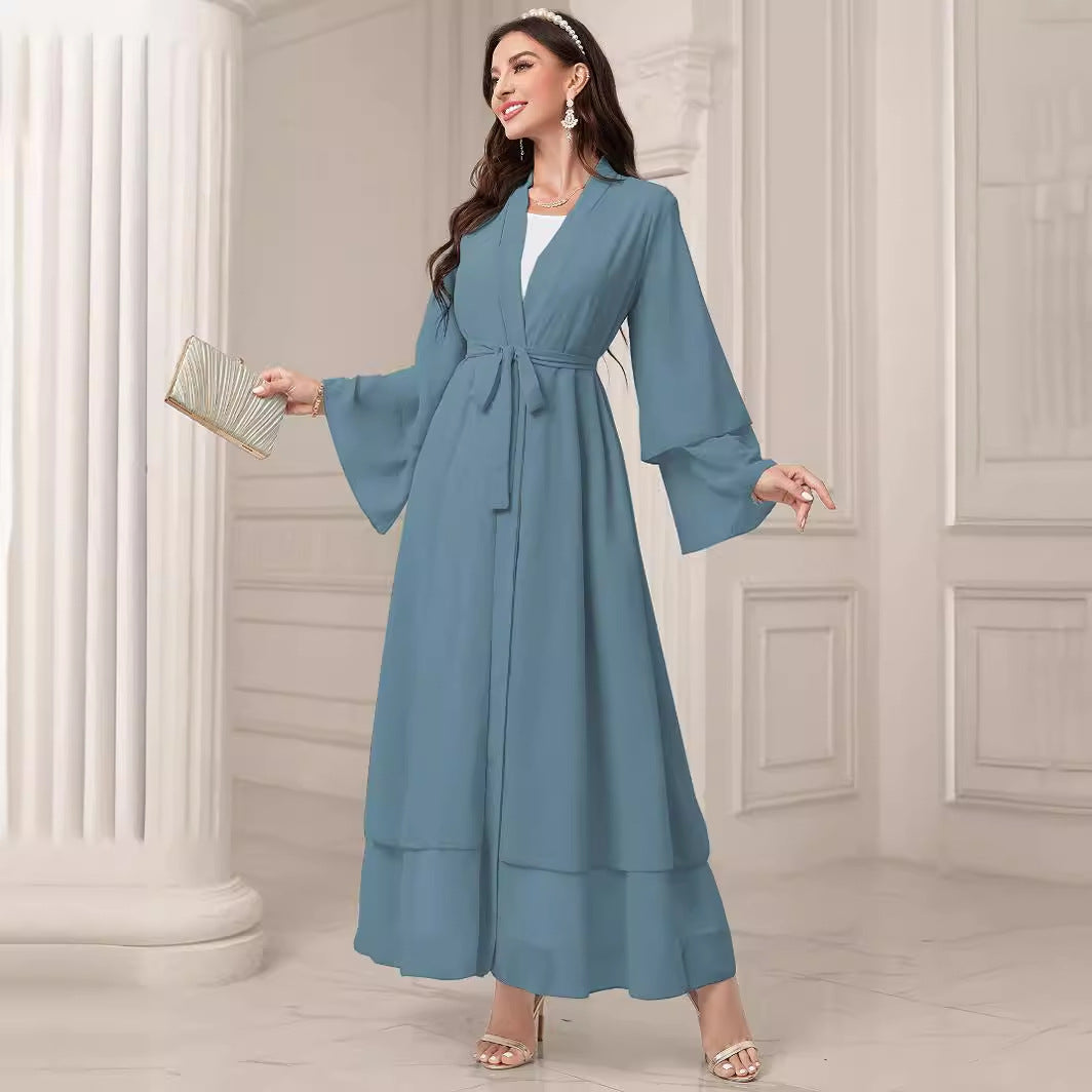 Middle East Solid Color Chiffon Plus Size Women's Gauze Robe