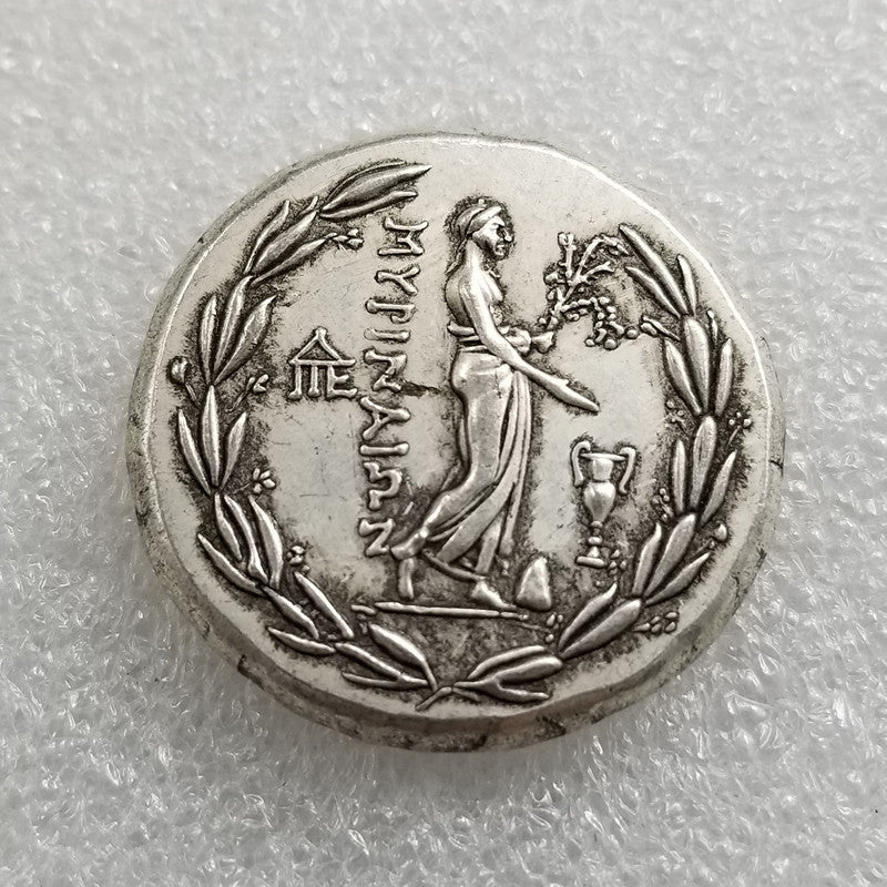 Antique Crafts Greek Portrait Coin Cooperized Silver Distressed Silver Dollar Silver Cake