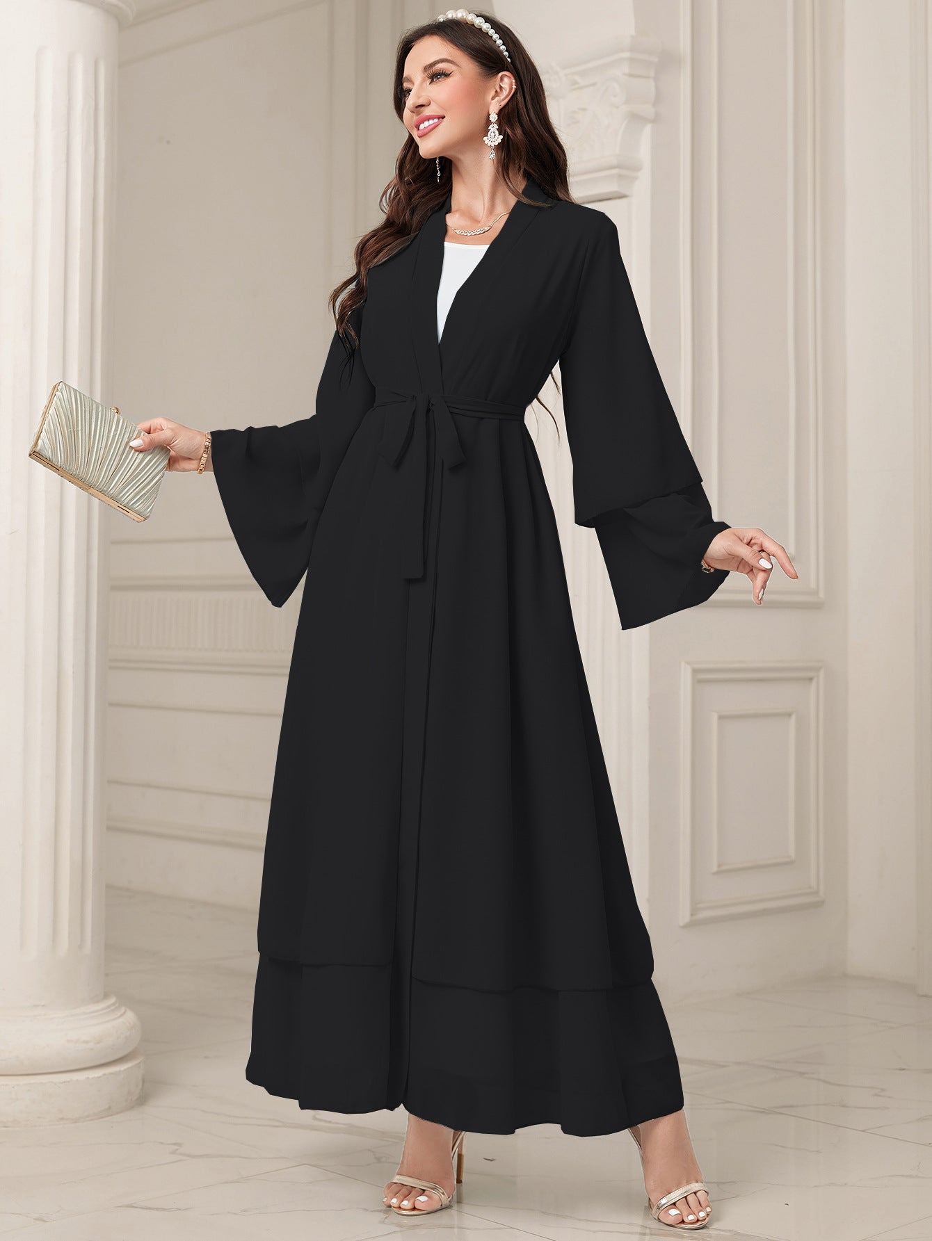 Middle East Solid Color Chiffon Plus Size Women's Gauze Robe