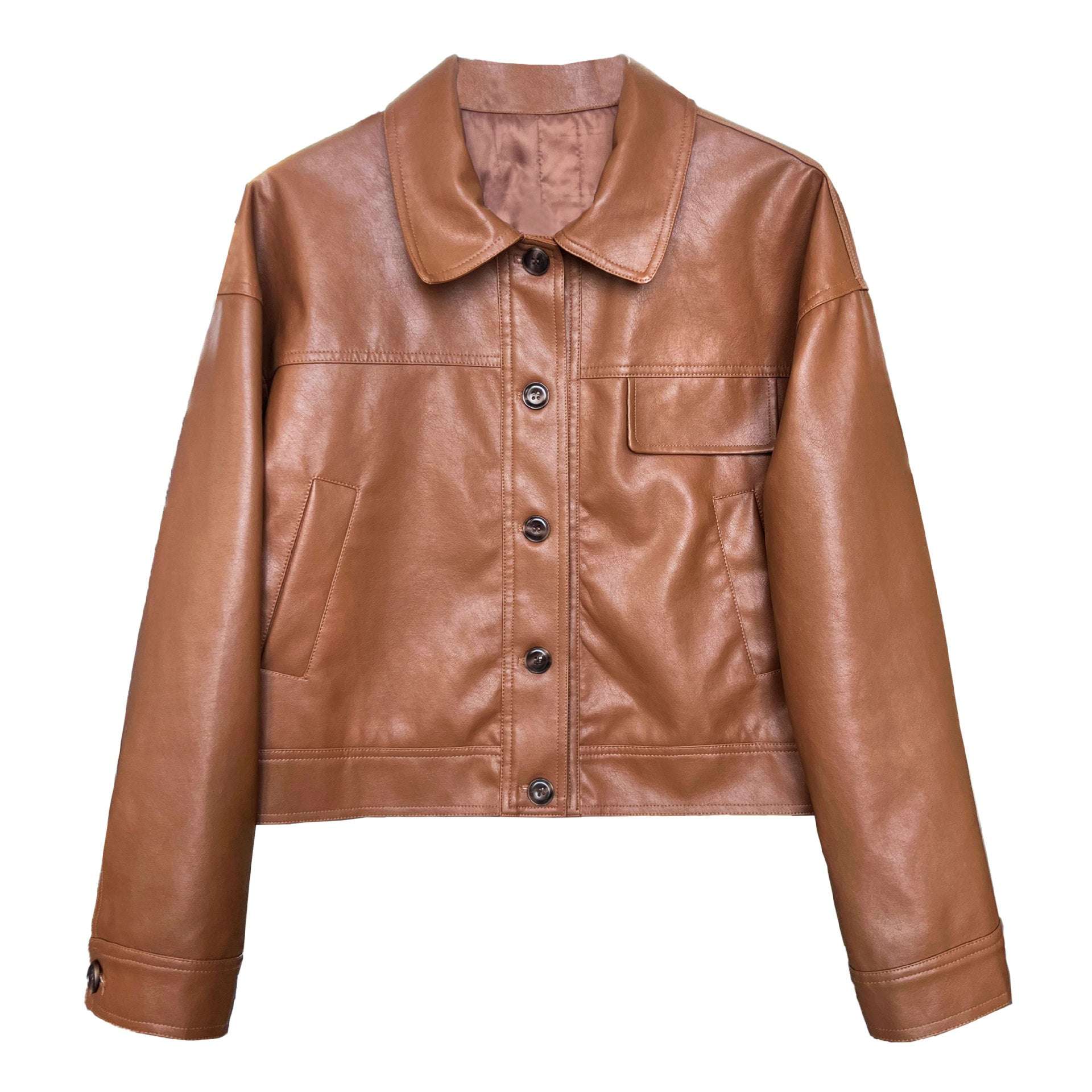 Women's Fall Lapels Motorcycle Short Jacket