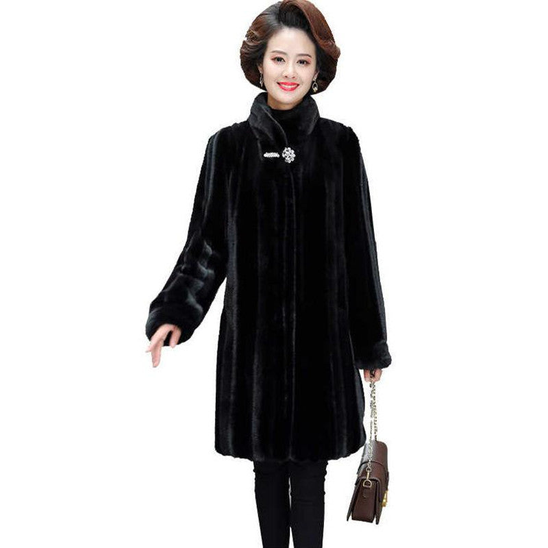 Loose Plus Size Leather Fur Coat Warm Mink Long Fashion