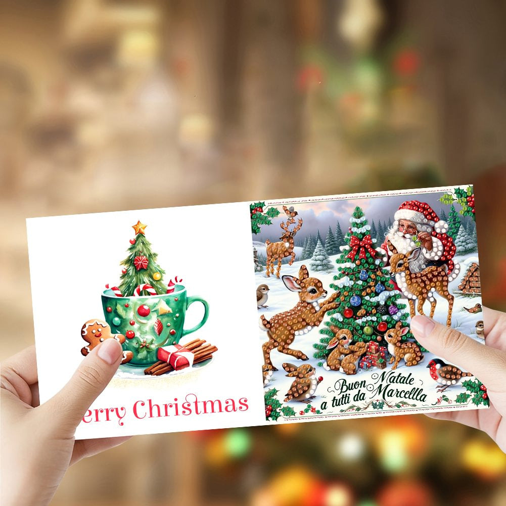 Christmas Holiday Diamond Painted Spot Drill 6 Combination Style Greeting Cards