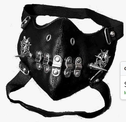 Skull Riding Leather Black Half Face Mask