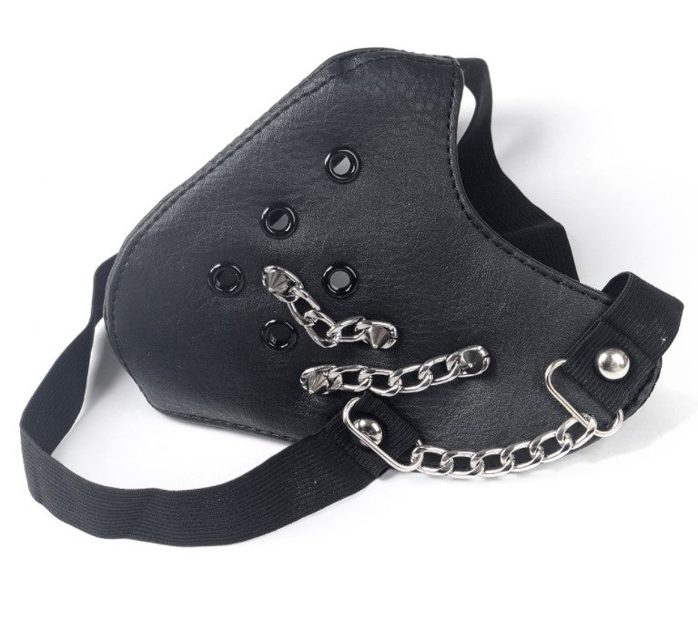 Skull Riding Leather Black Half Face Mask