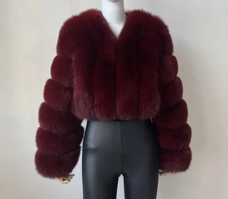 New Fur Women's Coat Short Stitching Long Sleeve