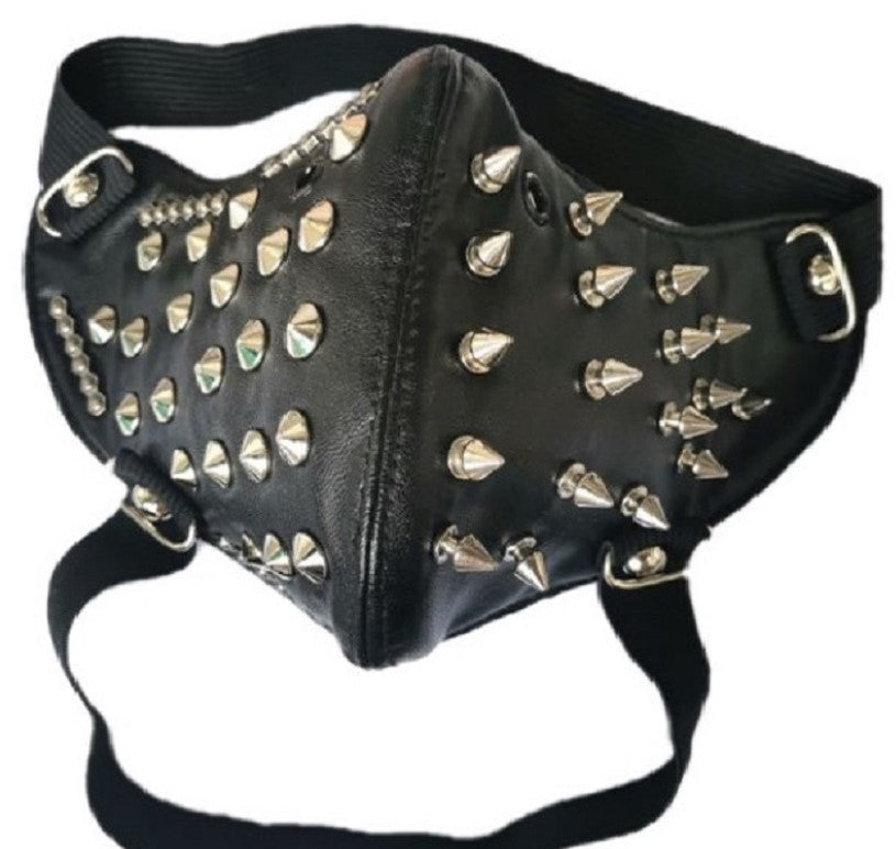 Skull Riding Leather Black Half Face Mask