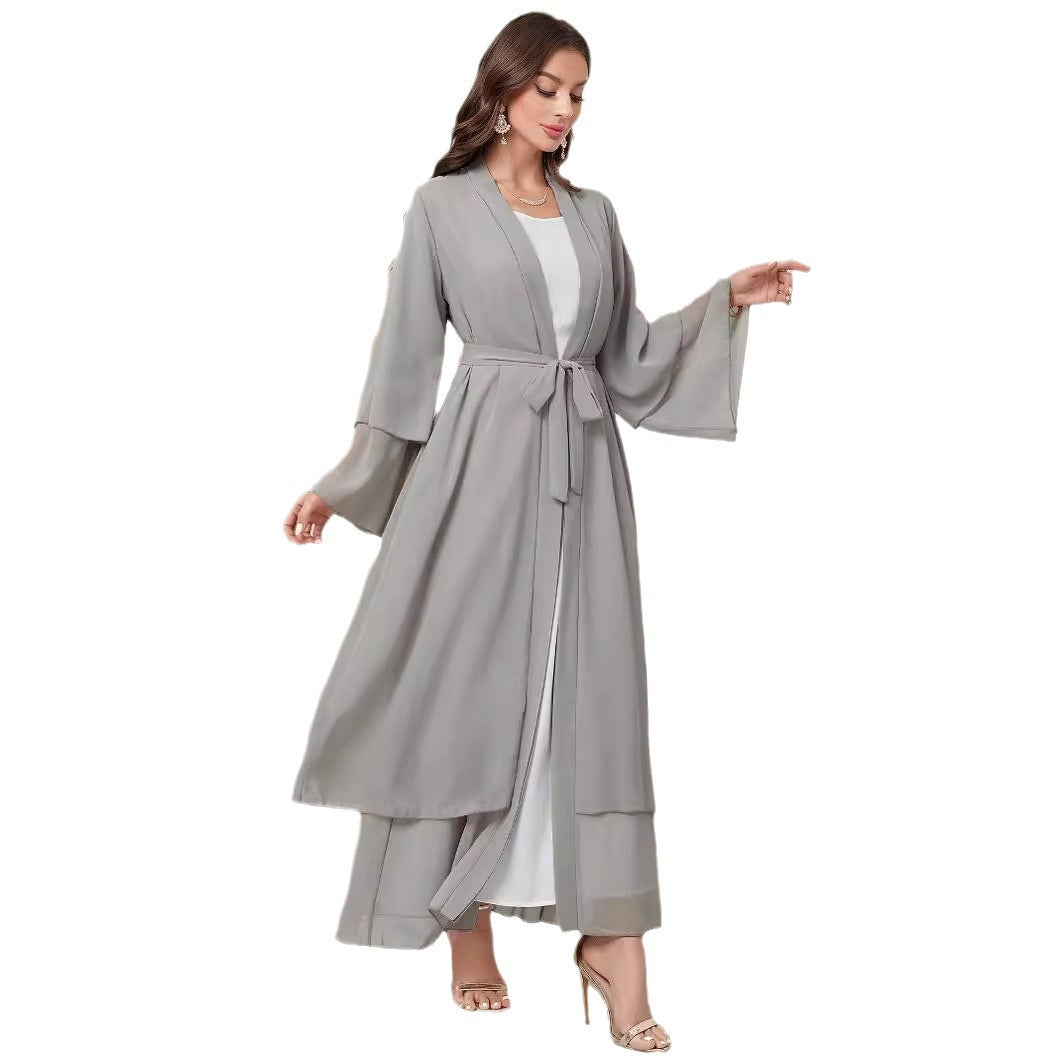 Middle East Solid Color Chiffon Plus Size Women's Gauze Robe