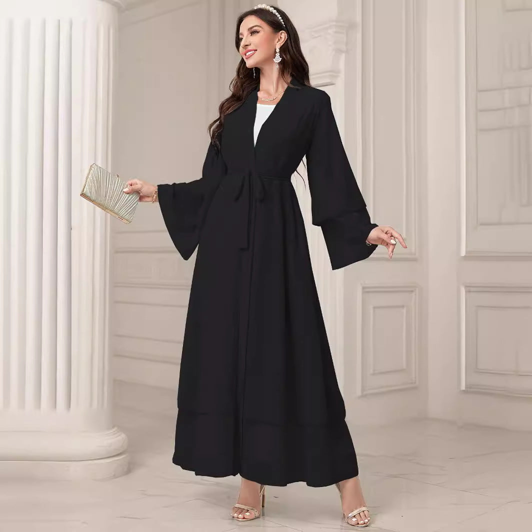 Middle East Solid Color Chiffon Plus Size Women's Gauze Robe