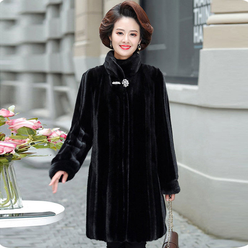 Loose Plus Size Leather Fur Coat Warm Mink Long Fashion