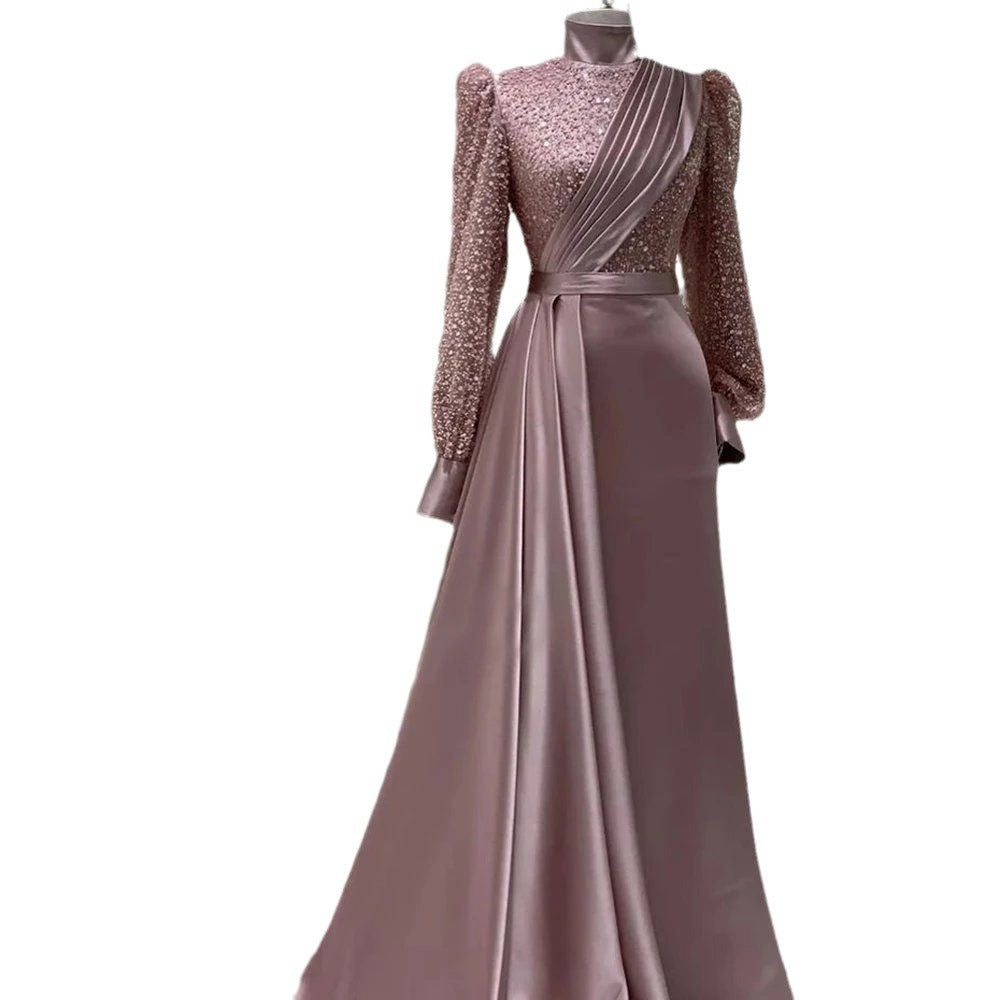 Stand Collar All-inclusive Long Sleeve Detachable Evening Dress Elegant Elegant Two-piece Suit