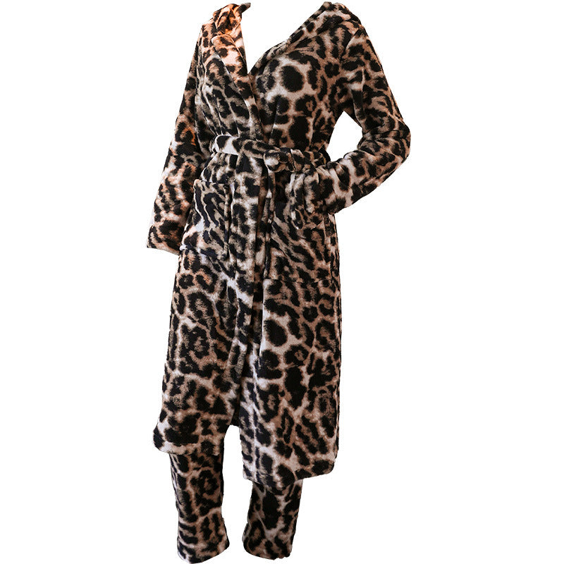 Winter Flannel Pajamas Women's Warm Thickened Robe