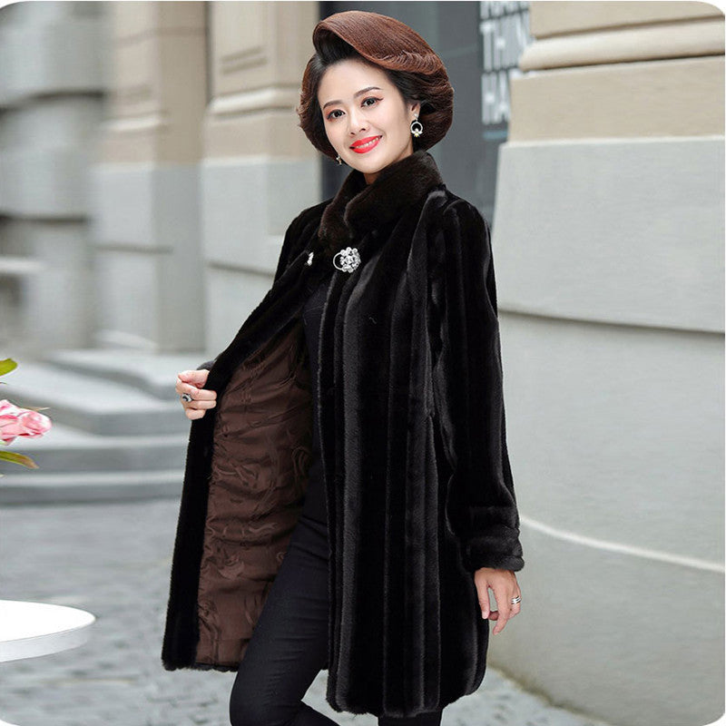 Loose Plus Size Leather Fur Coat Warm Mink Long Fashion