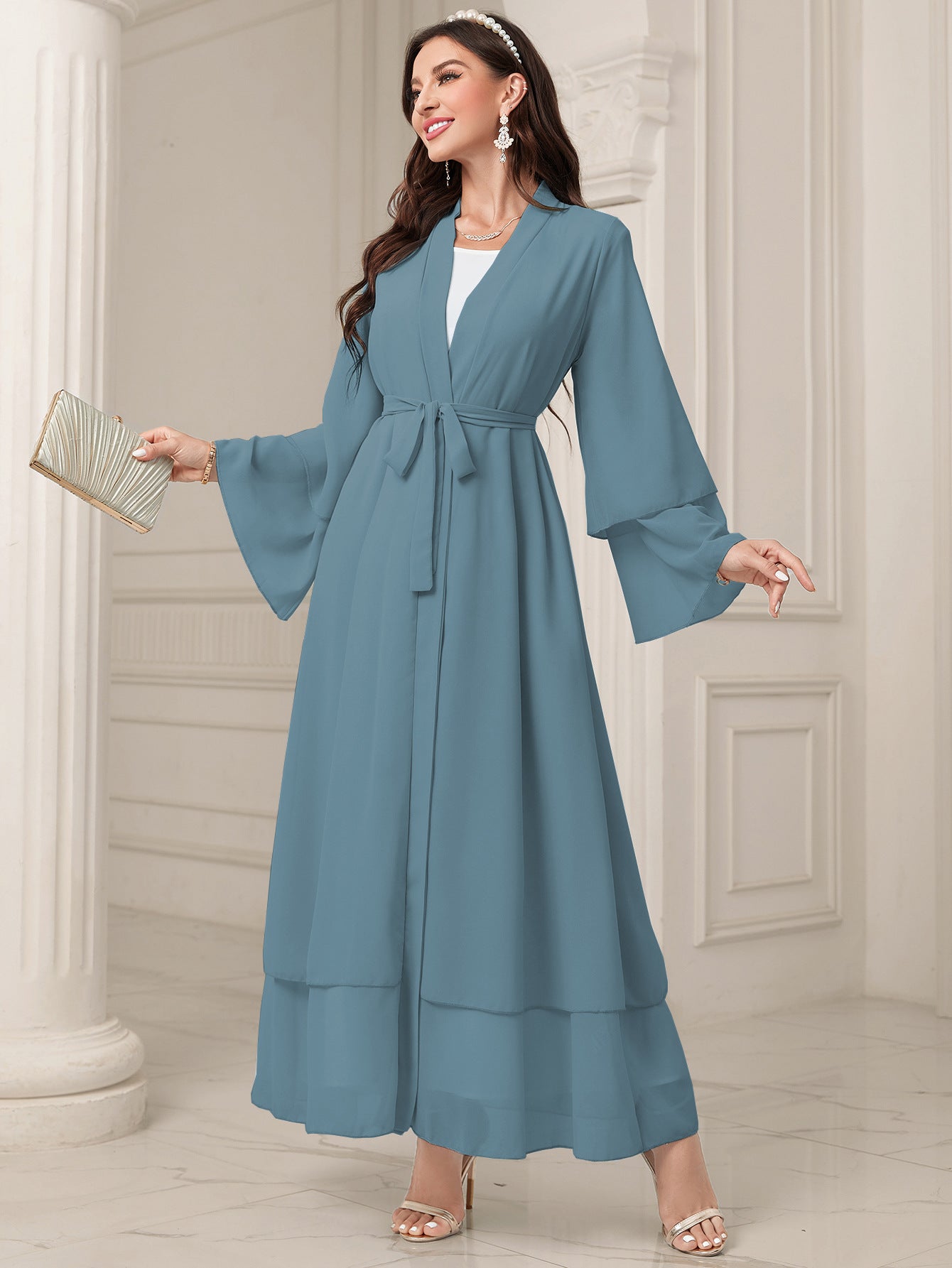 Middle East Solid Color Chiffon Plus Size Women's Gauze Robe