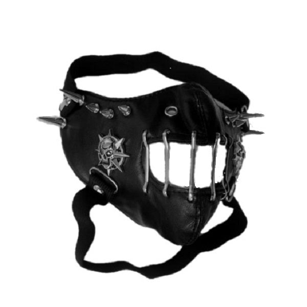 Skull Riding Leather Black Half Face Mask