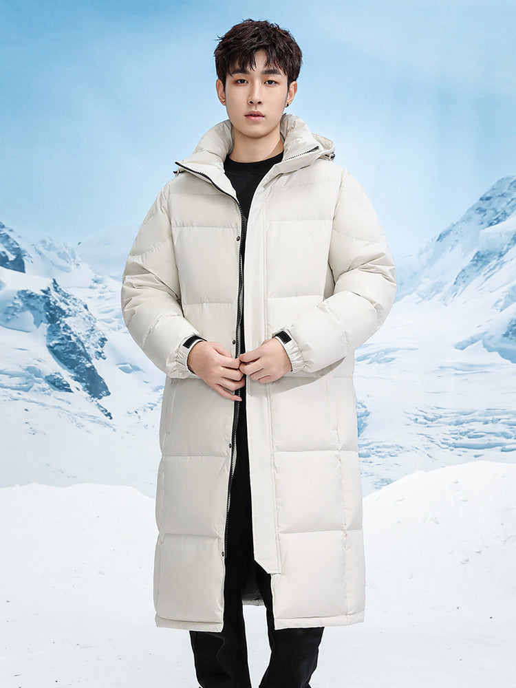 Overknee Long White Duck Down Jacket Men's Thickened Coat