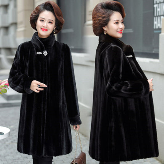 Loose Plus Size Leather Fur Coat Warm Mink Long Fashion