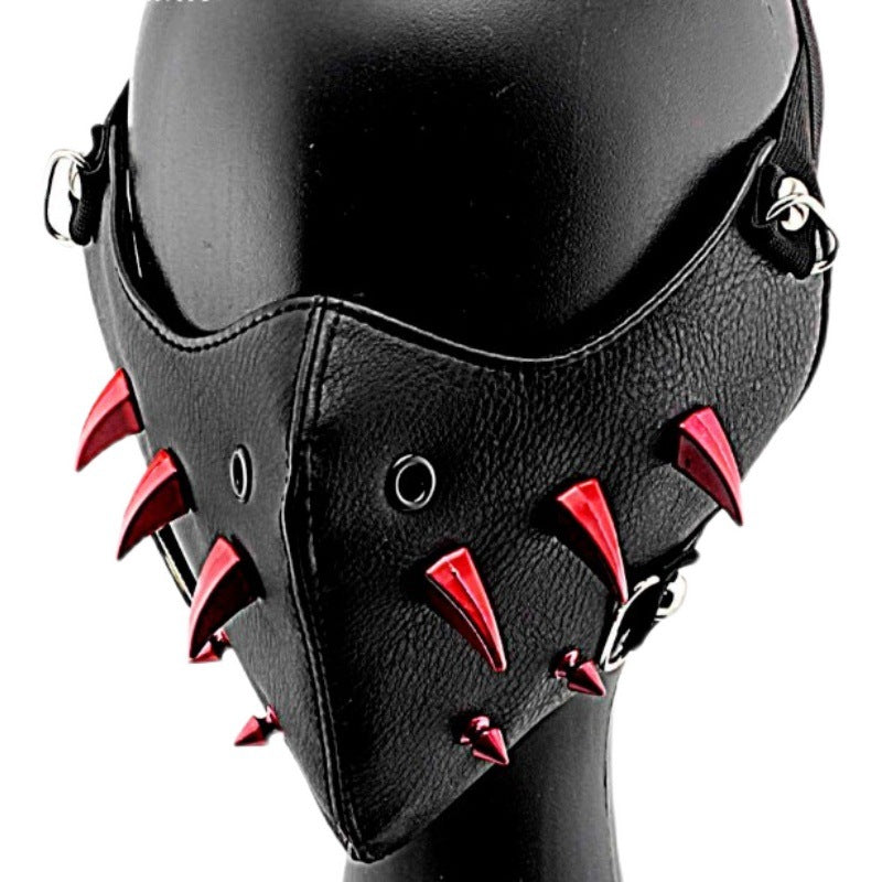 Skull Riding Leather Black Half Face Mask