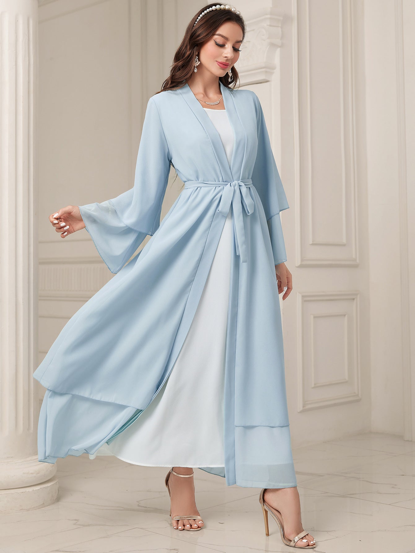 Middle East Solid Color Chiffon Plus Size Women's Gauze Robe