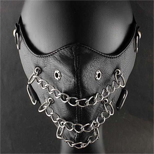 Skull Riding Leather Black Half Face Mask