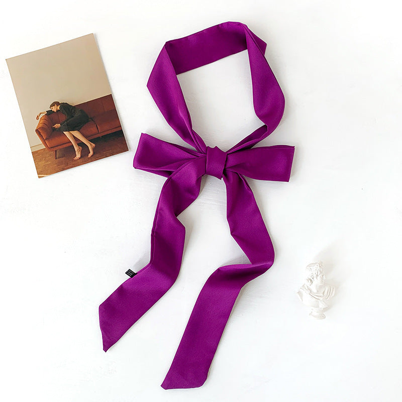 Solid Color Thin Narrow Long Decorative Ribbon Female Fashion