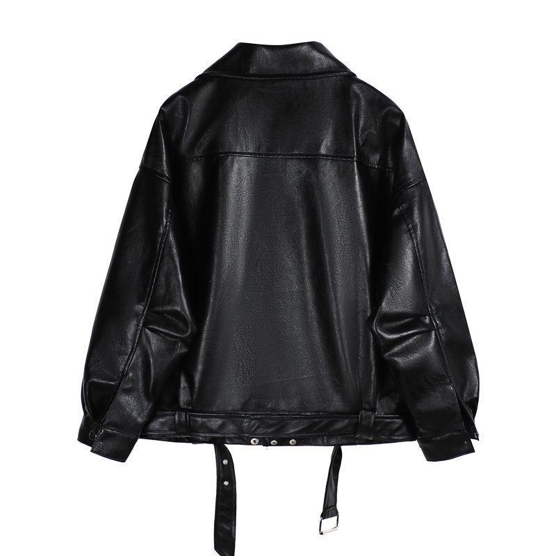 Loose All-match Motorcycle Short Leather Jacket Women's Jacket