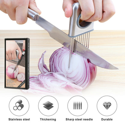 Stainless Steel Onion Holder Slicer - Vegetable Cutter Gadget - Mallora Shop