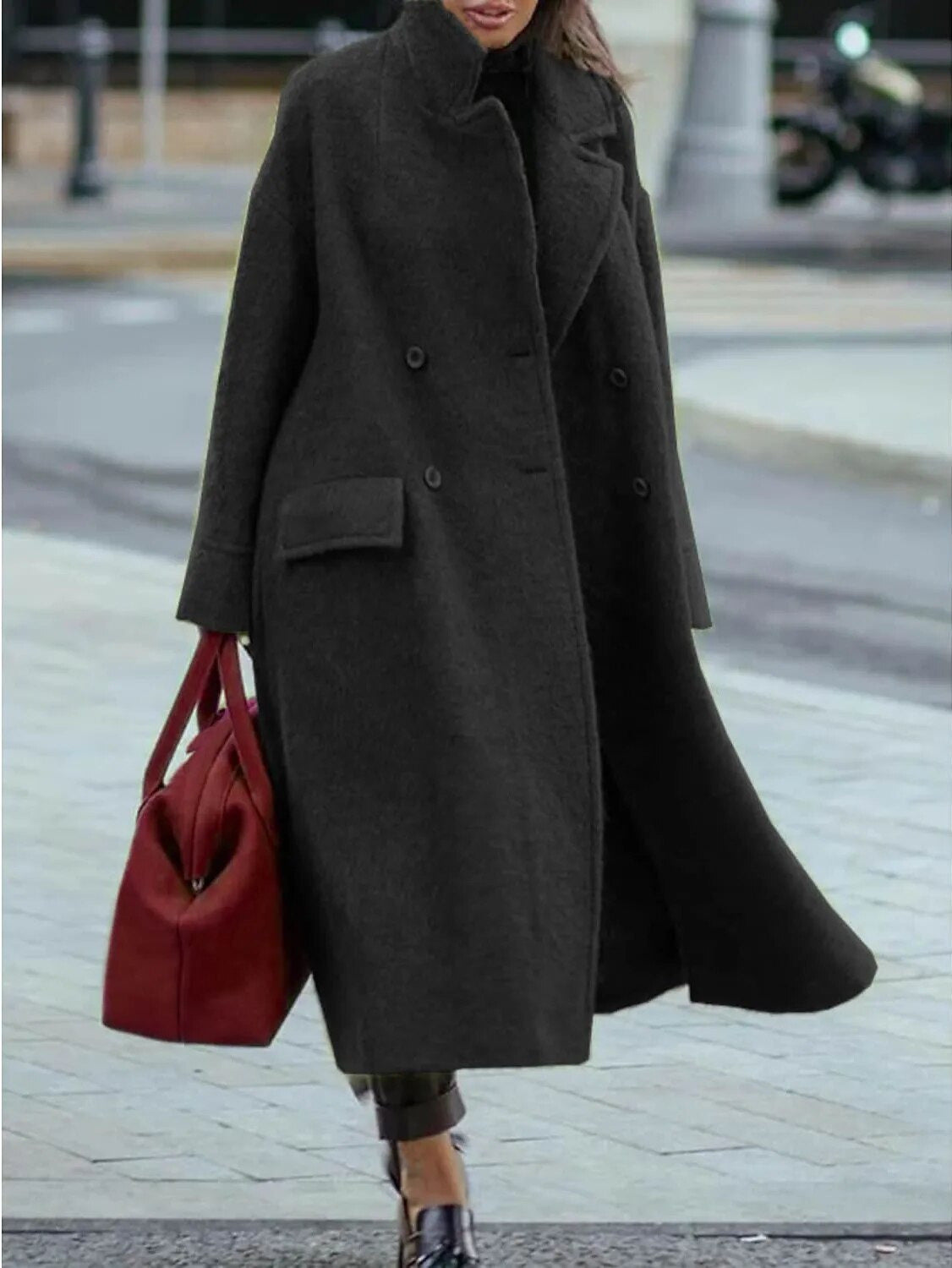 Pure Color Warm Keeping Woolen Coat