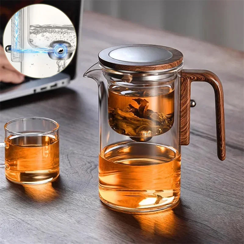 One Click Magnetic Teapot with Wood Handle