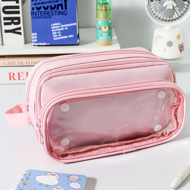 Transparent Pencil Case INS Style Milk Salty Series Carrying Case Large Capacity Waterproof