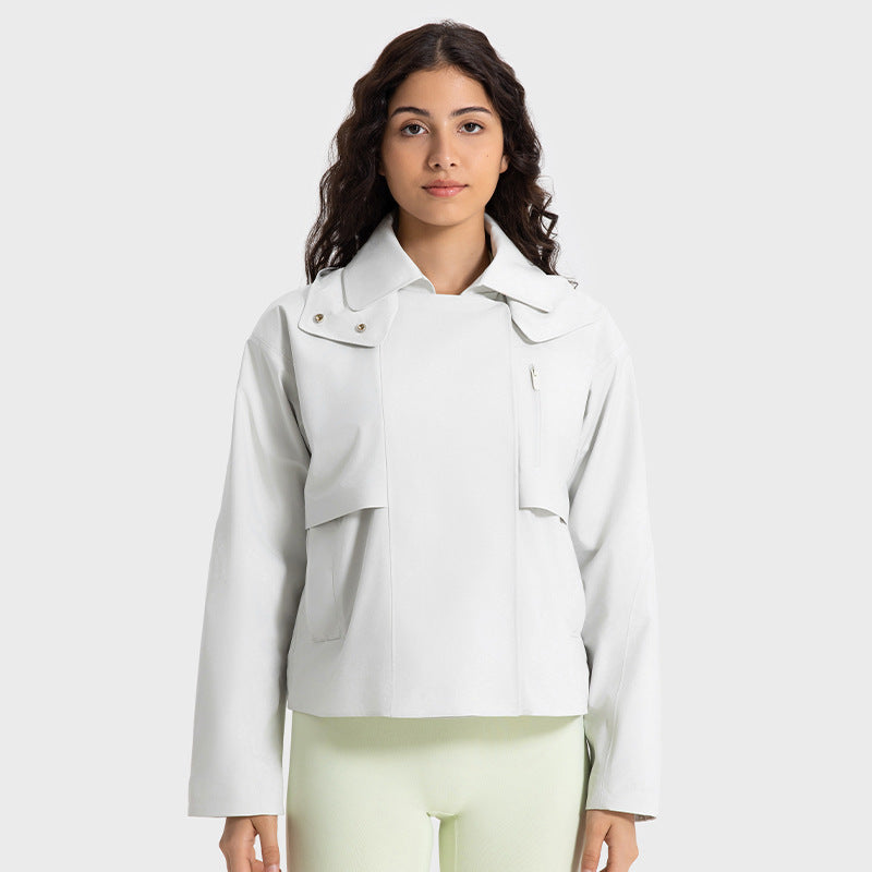 Women Windproof, Waterproof And Breathable Short Trench Coat