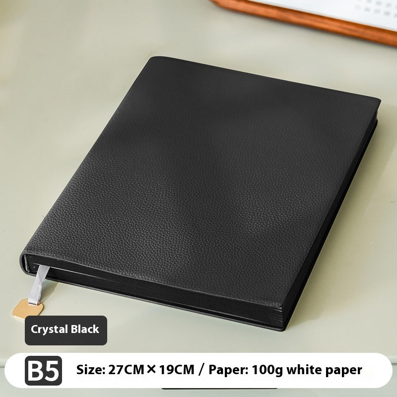 Litchi Pattern Soft Leather Covered Notebook