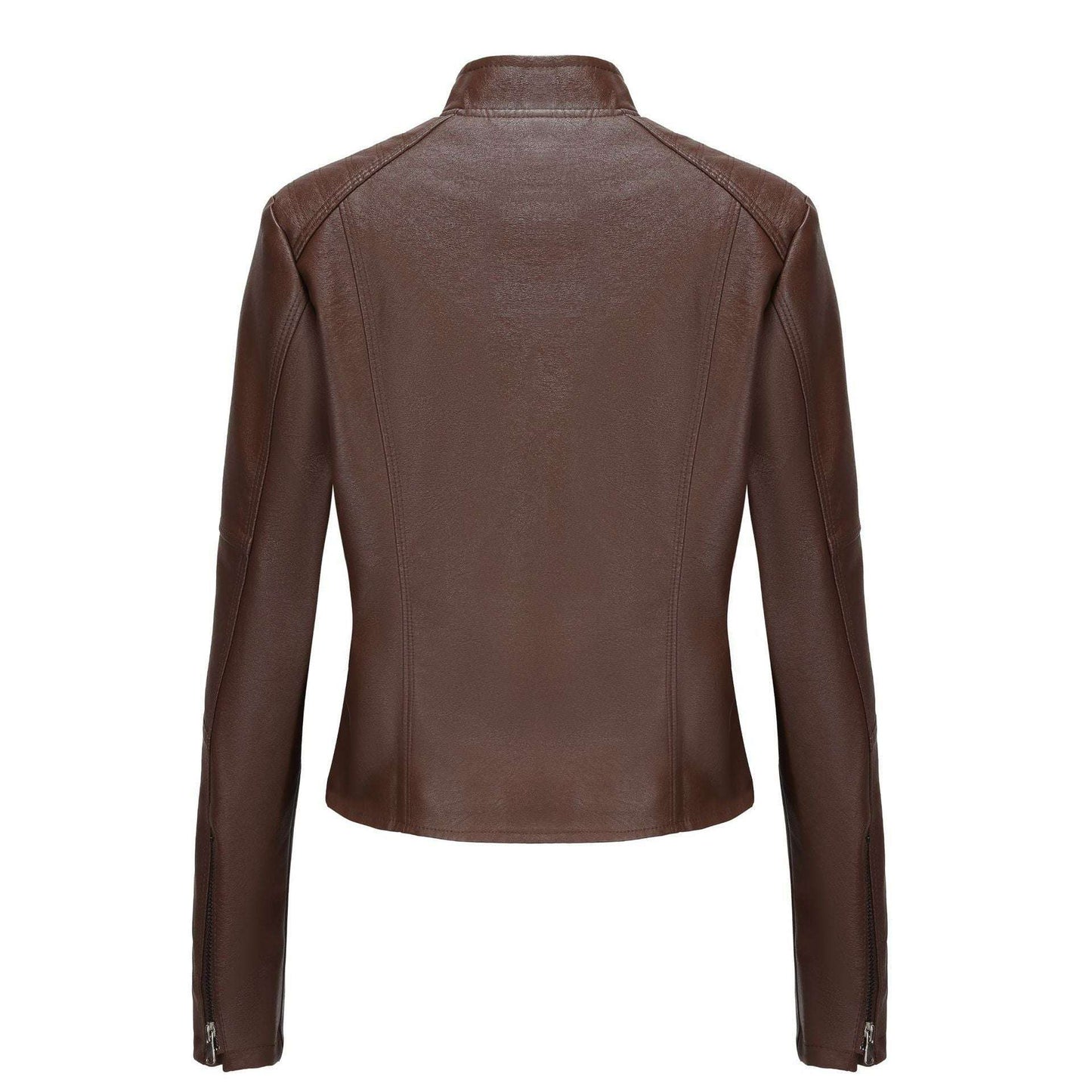 Women's Short Slim-fit Leather Coat