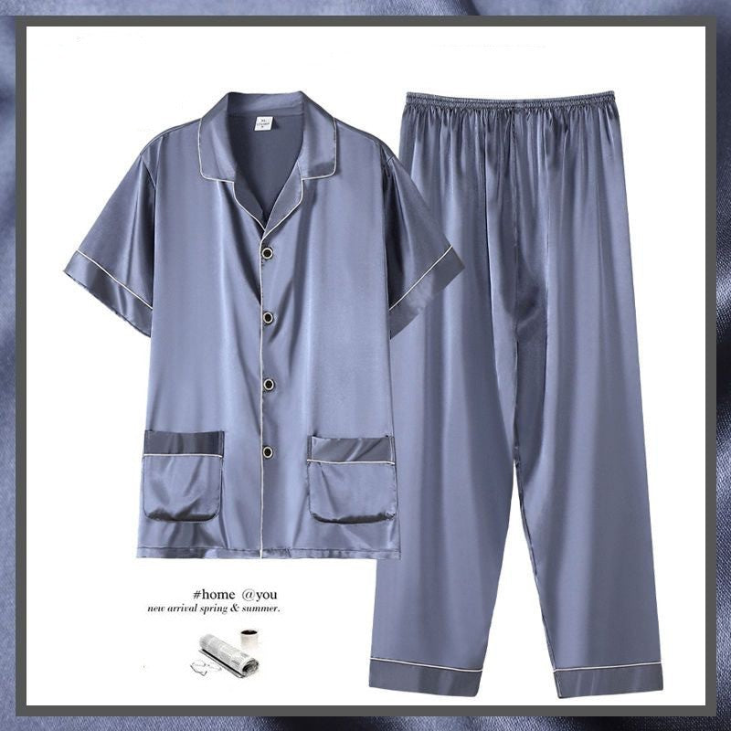 Men's Summer Short Sleeve Trousers Thin Homewear Suit