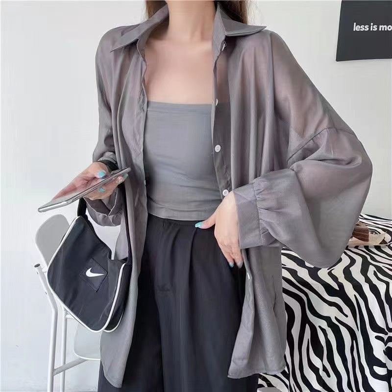 Women Pearl Yarn Thin Long-sleeved Jacket