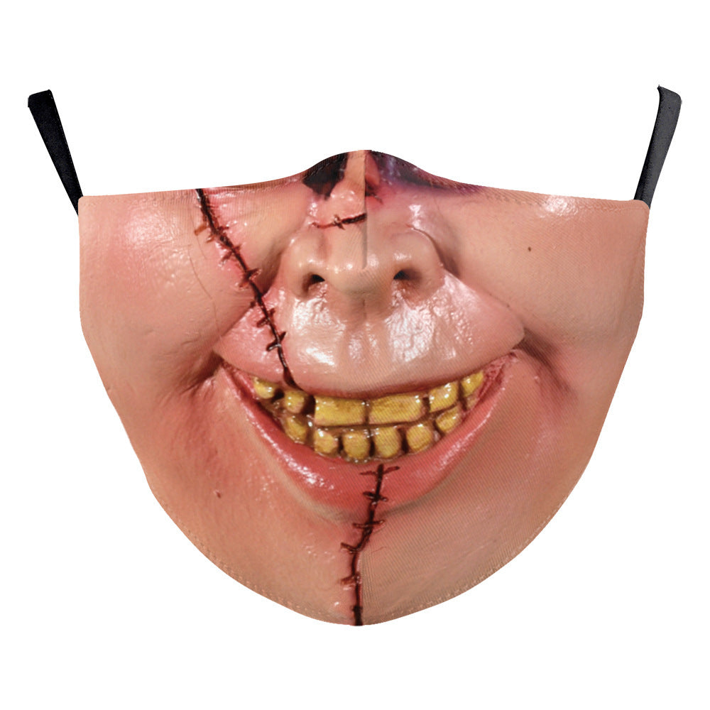 Digital Printing Halloween Funny Face Skull Double-layer Mask