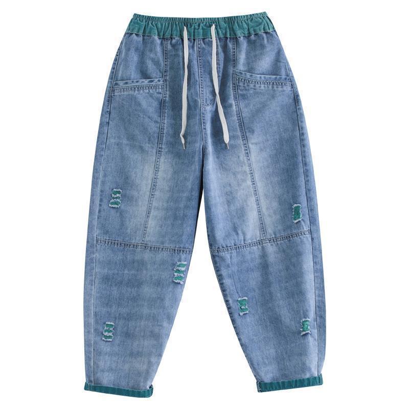 Damen Sommermode zerrissene neunte Jeans