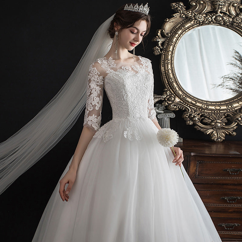 One-shoulder Dream Slim Sleeve Lace Bride