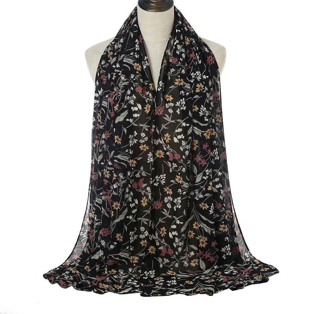 Breathable New Chiffon Floral Print Headscarf