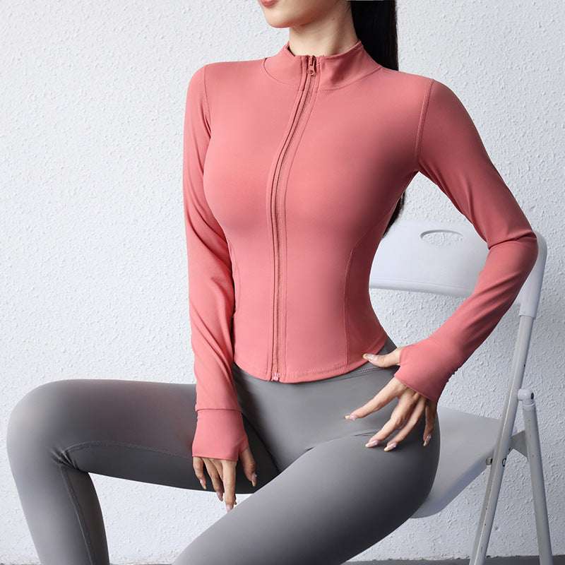 Women Yoga Brushed Long-sleeved Jacket