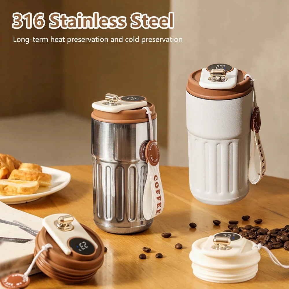 Smart Digital Thermal Bottle - 450ml Insulated Coffee Mug