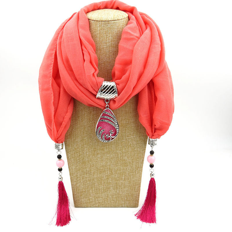 Ethnic Style Peacock Pendant Gem Tassel Scarf Shawl Autumn And Winter Women's Scarf