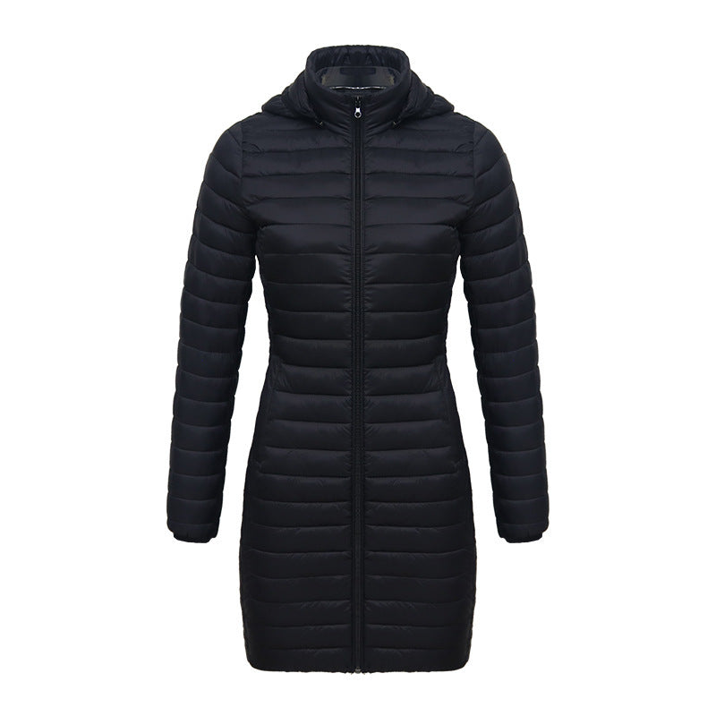 Women Lightweight Mid-length Slim-fit Cotton-padded Jacket